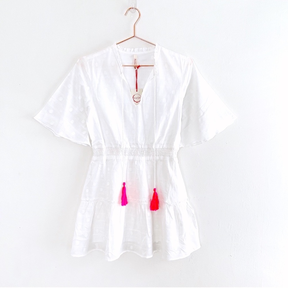 Raga Kenna Dot Mini Dress Swim Coverup in White